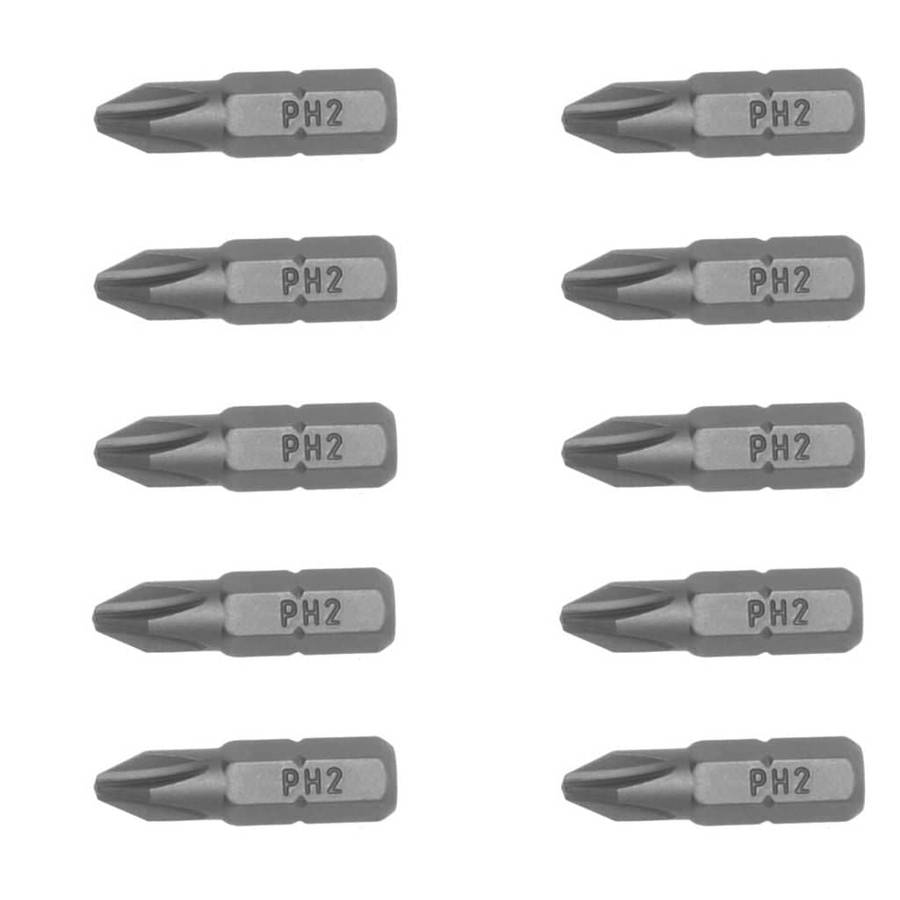 10PC 1/4inch Drive Hex Philips No.02 Bit 25MM