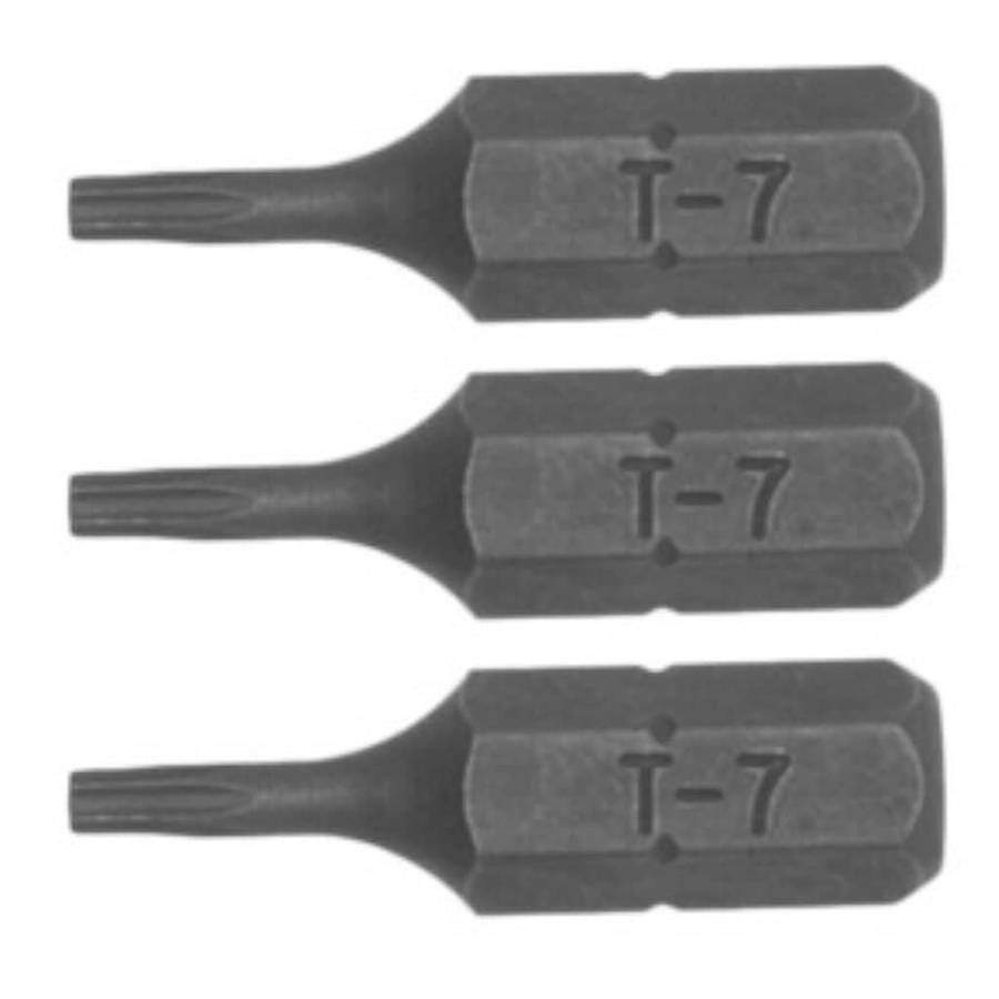 3PC 1/4inch Hex Drive TX07 Torx Bit 25MM