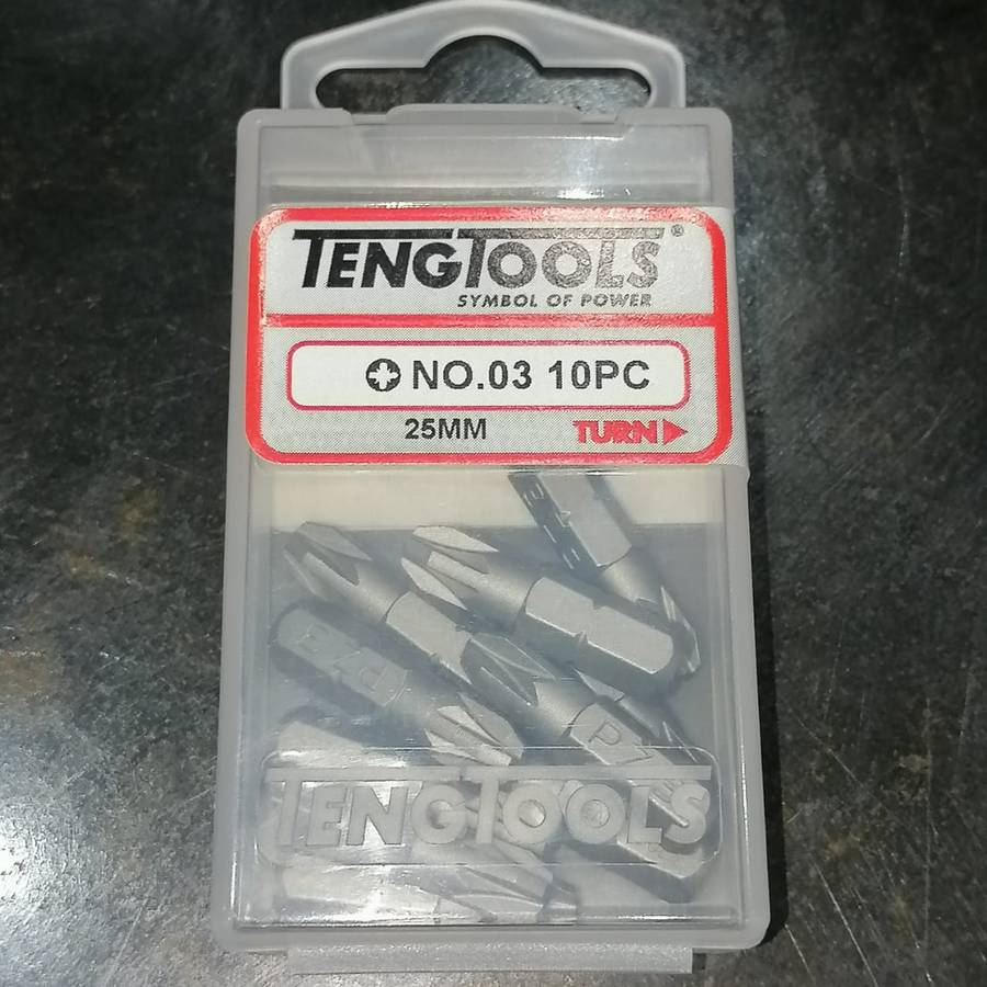 10PC 1/4inch Hex Drive PZ3 Pozidriv Bit 25mm