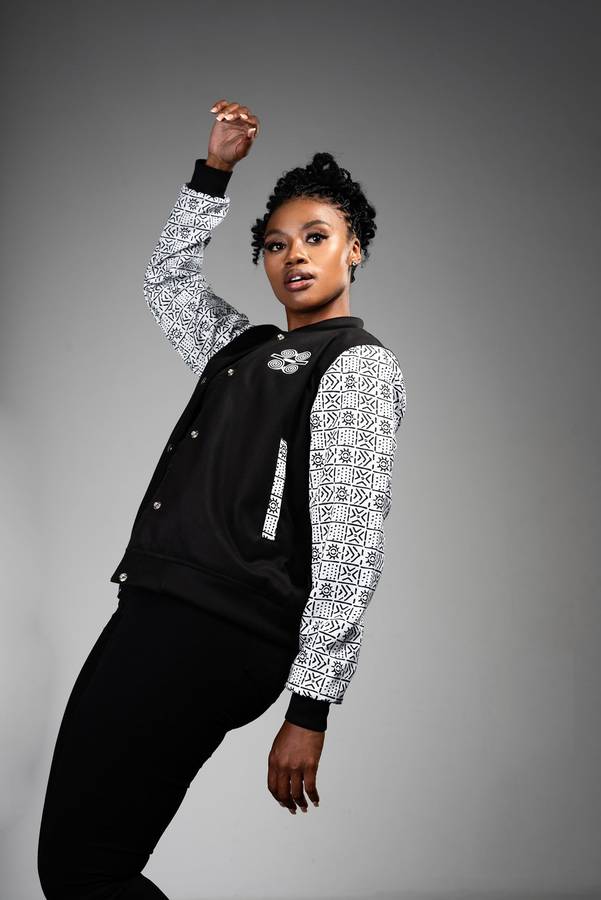 Women's Bogolan Varsity Jacket - White