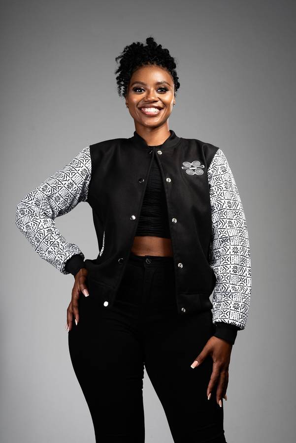Women's Bogolan Varsity Jacket - White