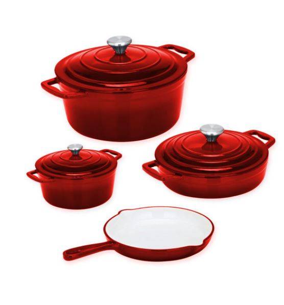 Cast Iron Pots 7pc - Red