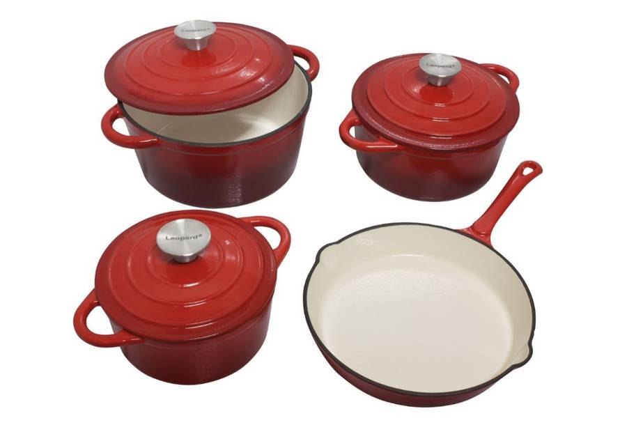 Cast Iron Pots 7pc - Red