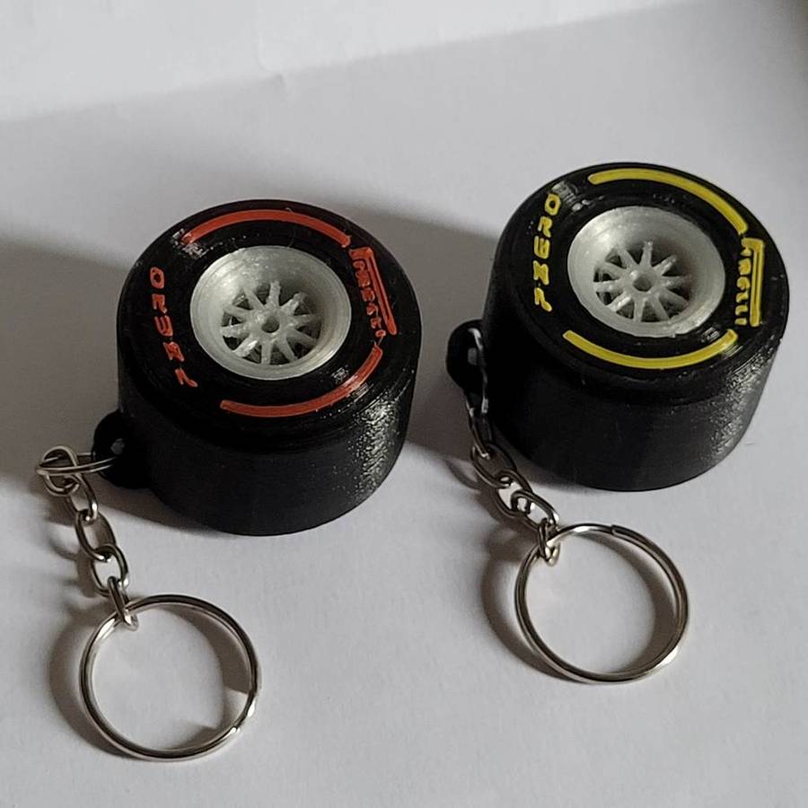 F1 Tire Keychain - 3D Printed