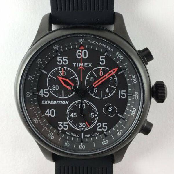 Timex Men`s Expedition Field Chrono Analog Quartz Silicone Strap, Black, (Model: TW4B207009J)