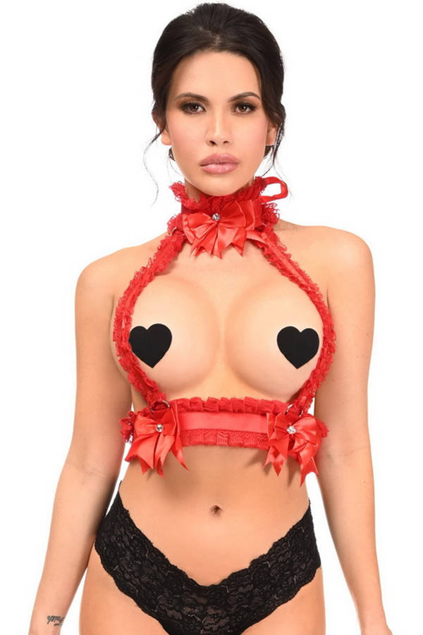 Red Lace Double Strap Body Harness