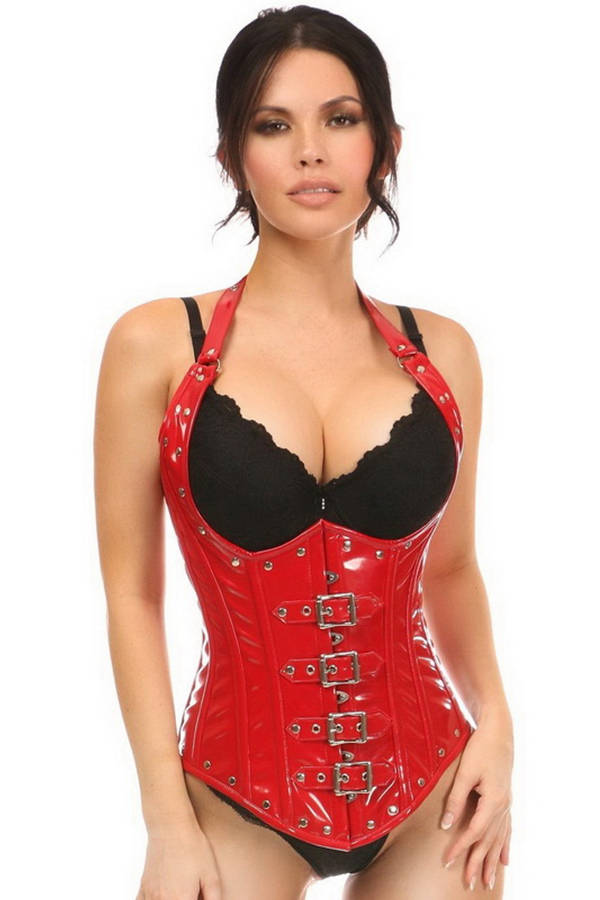 Top Drawer Red Patent PVC Vinyl Underbust Corset