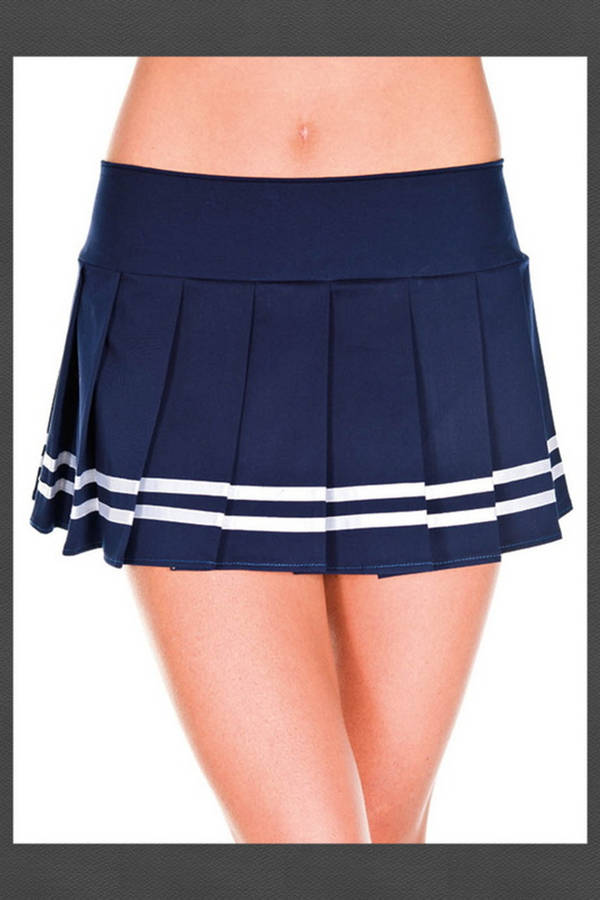 Navy Double Striped Mini Skirt