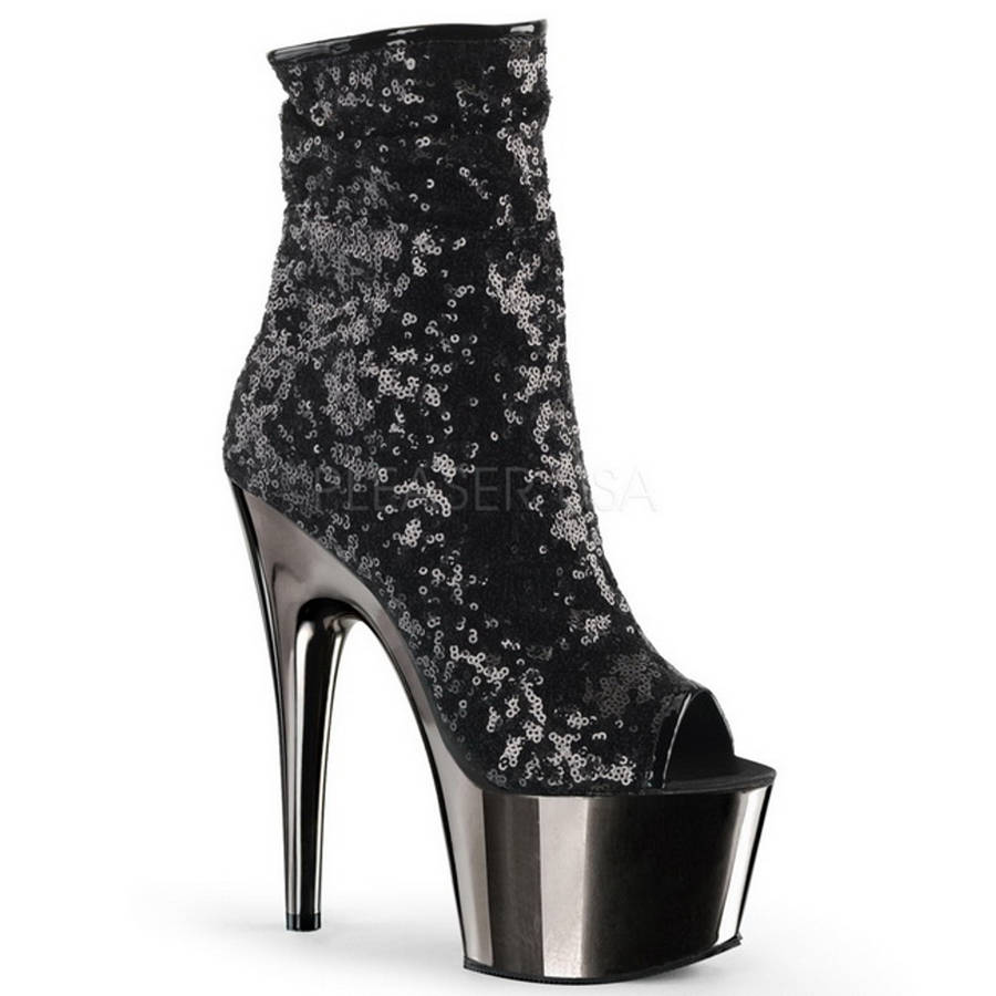7" Heel Sequin Ankle Boots
