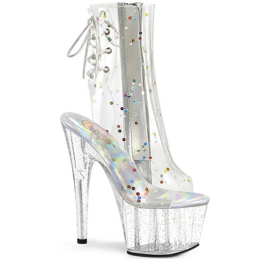 7" Heel Multi Sequins Open Toe Ankle Boots