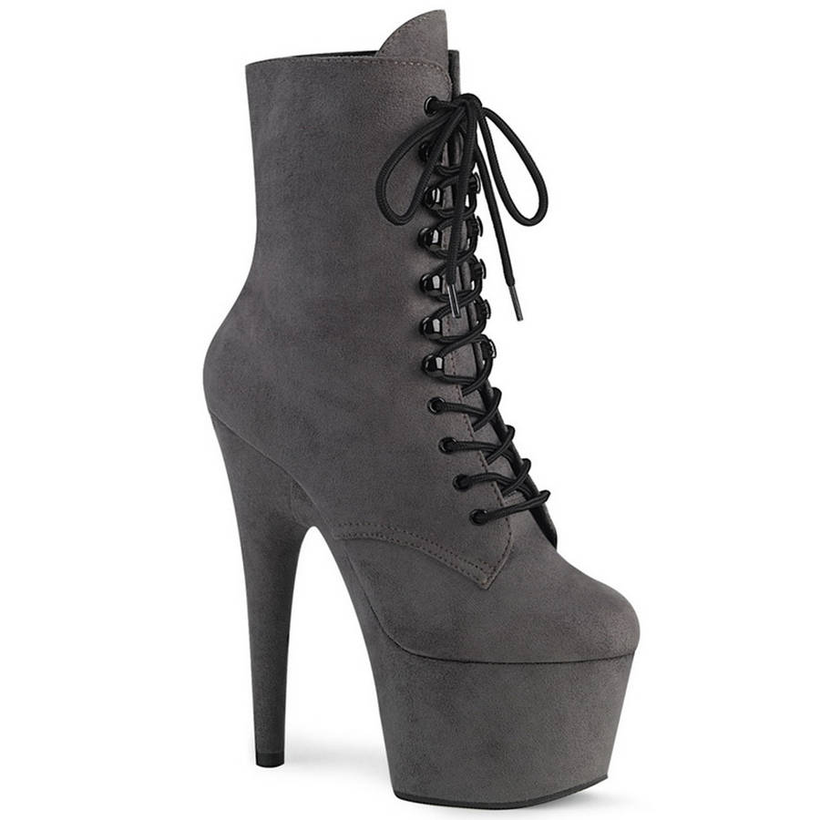 7" Heel Grey Faux Suede Ankle Boots