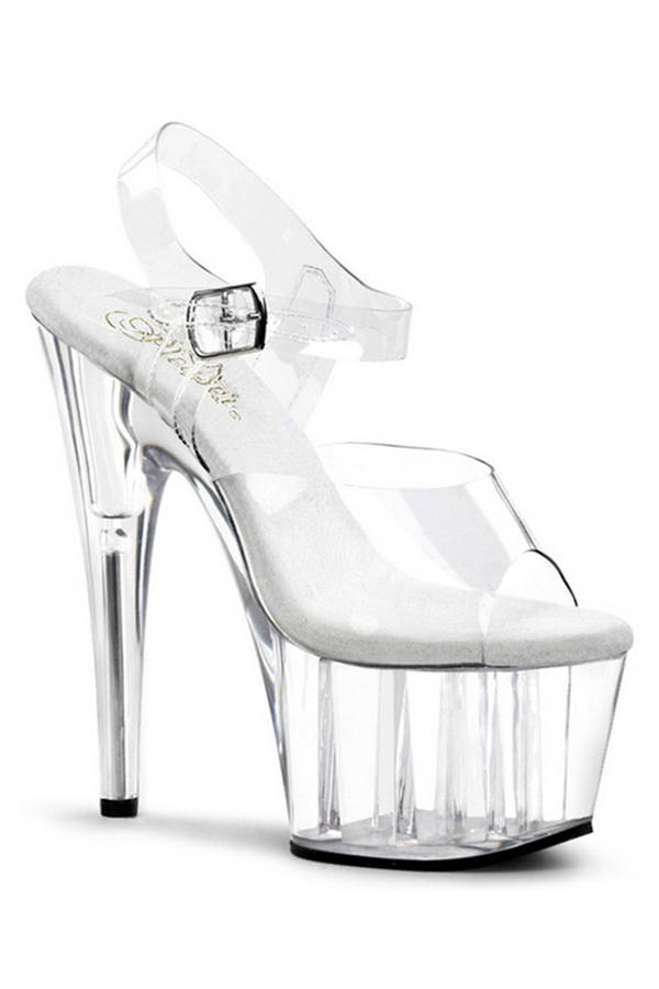 7" Heel Clear Platform Ankle Strap Sandals
