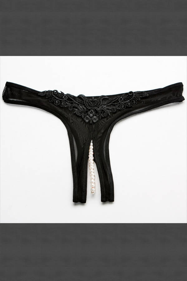 Stretch Mesh & Applique Pearl Crotch Panty