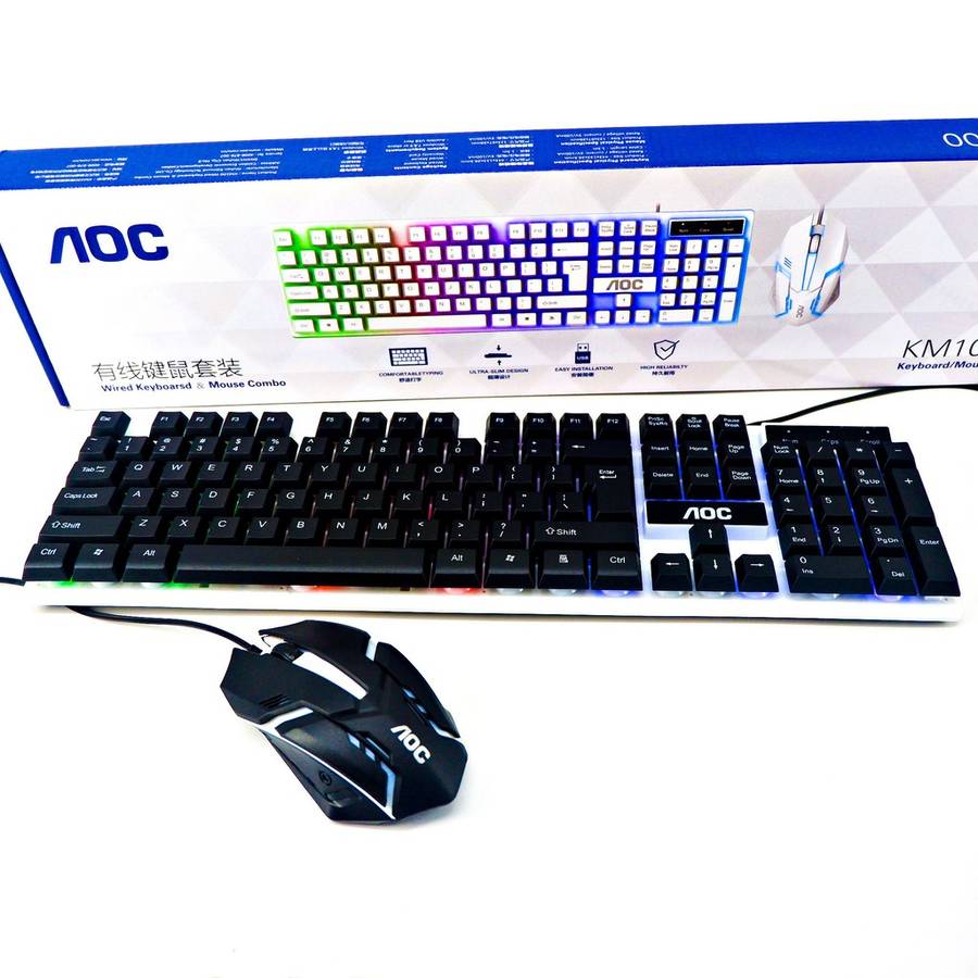 AOC KM100 Wired Gaming Keyboard and 800DPI 6 Buttons Mouse Set - Open Box