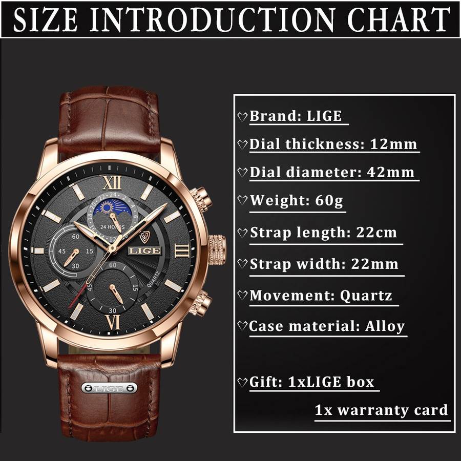 Men&amp;#39;s Watch LIGE Military Sports Leather Waterproof Quartz Wristwatch+Box | Shopee Philippines