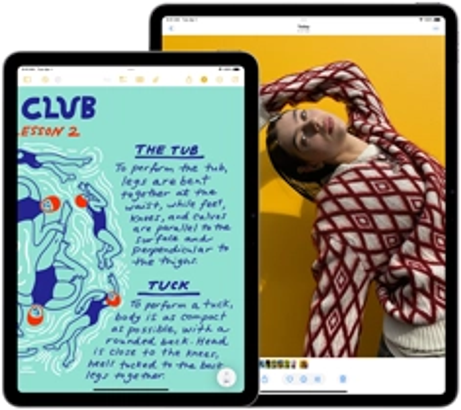 11-inch and 13-inch iPad placed side by side showing Liquid Retina display