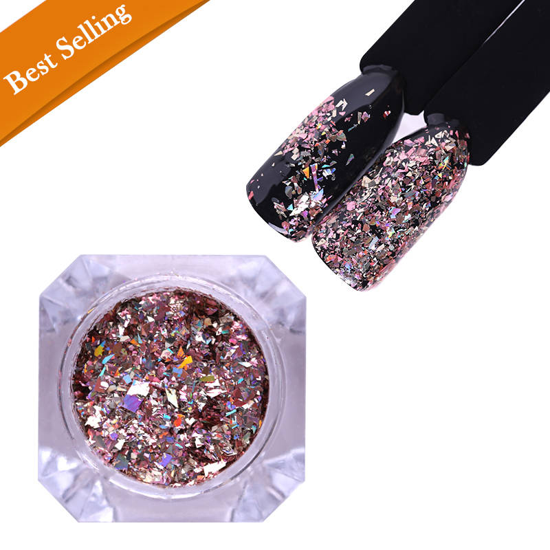 Rose Gold Holo Nail Flakies Sequins Holographic Powder