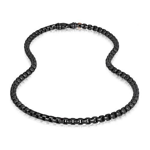 Black round box link Necklace ARZ-Steel