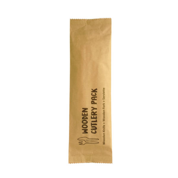 Wooden Knife/Fork and Serviette Set-Pack of 100