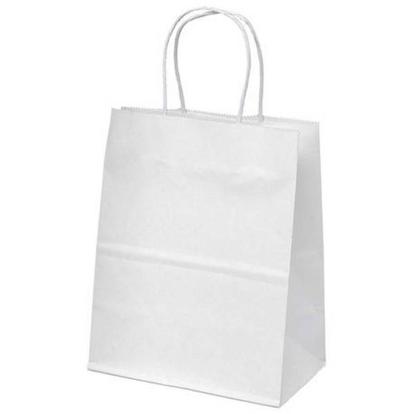 White Gusseted Bag with Paper Twist Handles 115g- Pack of 50