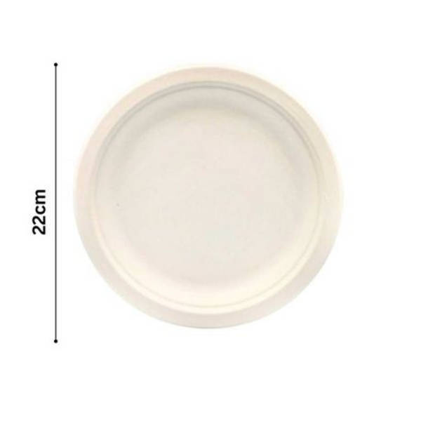 Healthy Life- Sugarcane Plate Eco Disposable - 22cm - Pack of 100