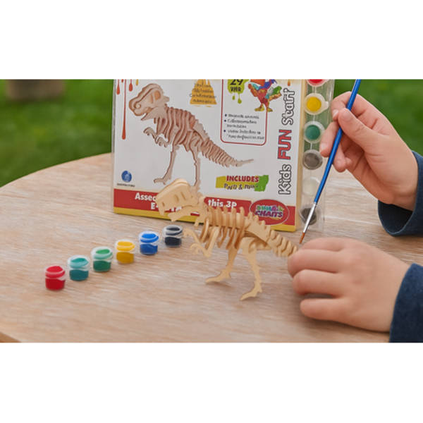 Wooden 3D Buildable Dinosaur- Paint Set