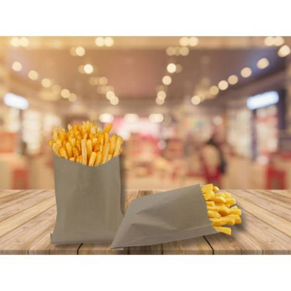 Kraft Flat Greaseproof Bags - 18.5 x 16.5cm Disposable Food Bags - 50 Pack