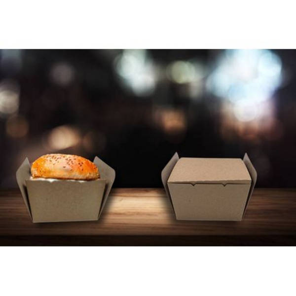 Kraft Burger Boxes 600ml - Disposable Packaging - 25 Pack