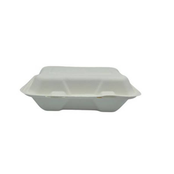 900ml Single Compartment Sugarcane Square Clamshell - Pack Of 50