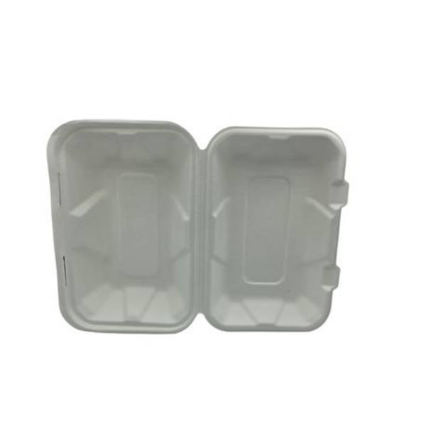 900ml Single Compartment Sugarcane Square Clamshell - Pack Of 50