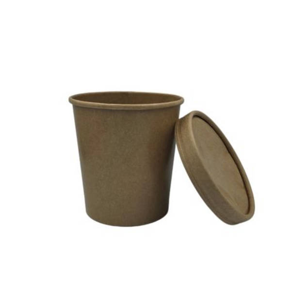Kraft 1000ml Ice Cream Tubs with Lids - Compostable Food Packaging - 50 Pack