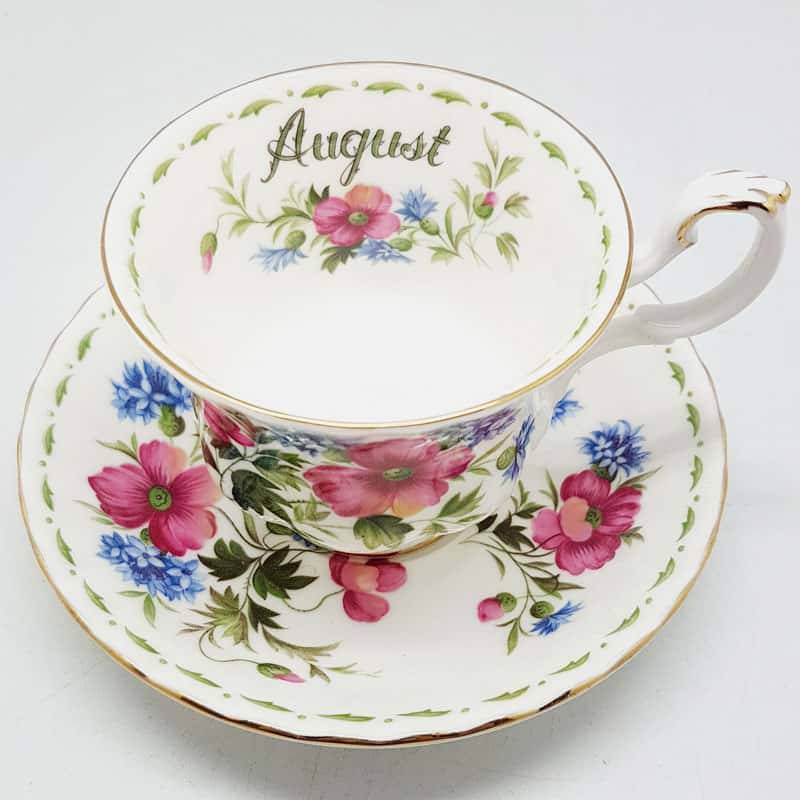 Royal Albert August Poppy Flower of the Month Duo