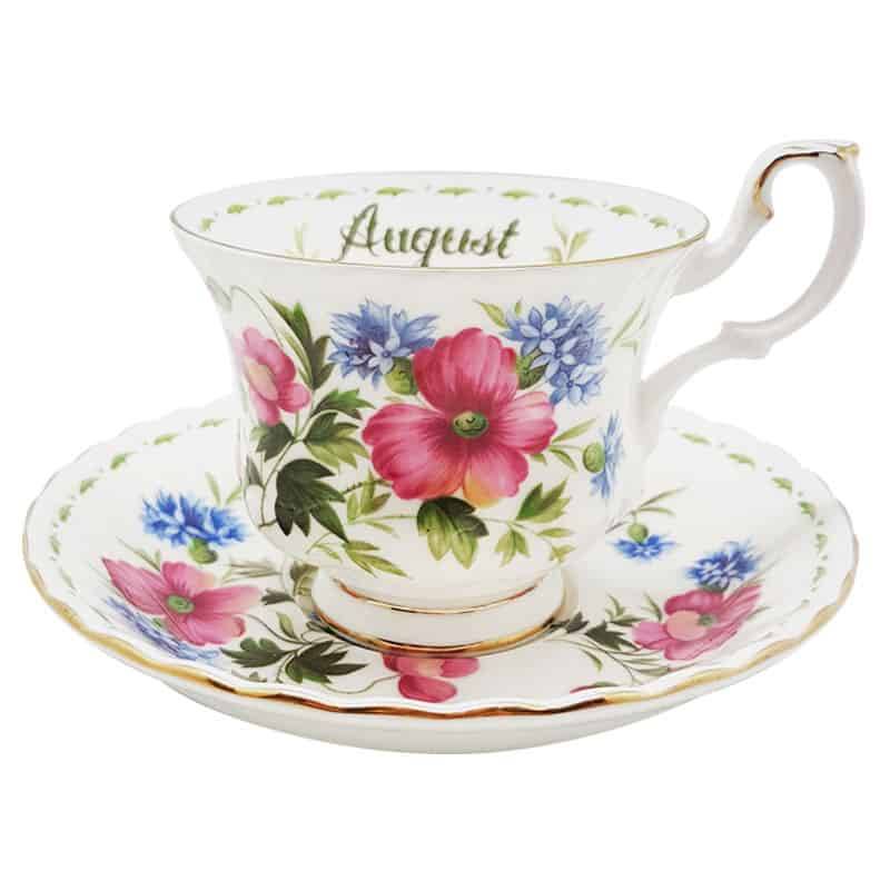 Royal Albert August Poppy Flower of the Month Duo