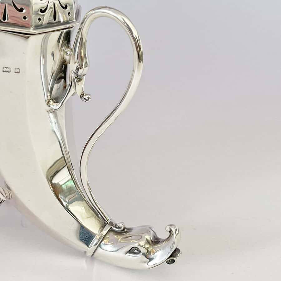 Silver Sugar Castor Birmingham 1904 Dolphin Detail
