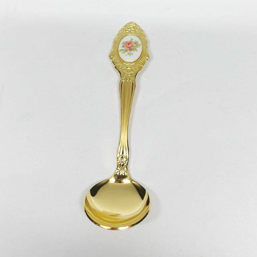 Eetrite 24ct Gold Plated Royal Albert Moss Rose Sugar Spoon