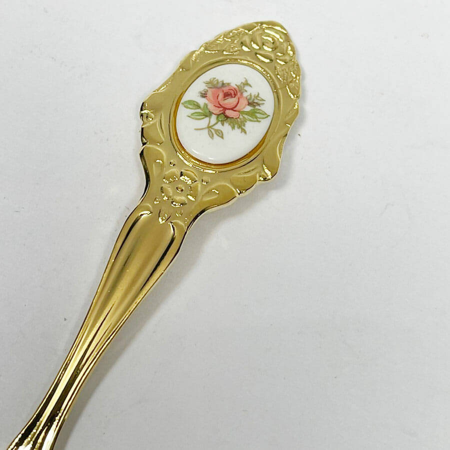 Eetrite 24ct Gold Plated Royal Albert Moss Rose Sugar Spoon