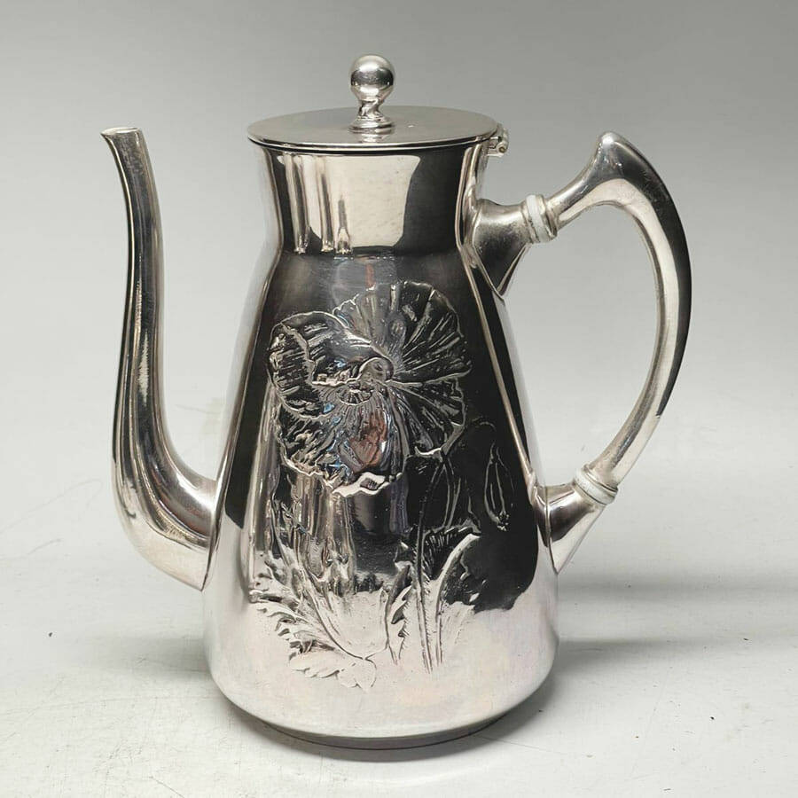 Art Nouveau Polished Pewter Kayserzinn Tea Service