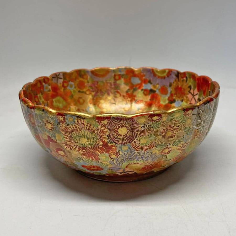 Japanese Satsuma Thousand Flower  Bowl 19thC