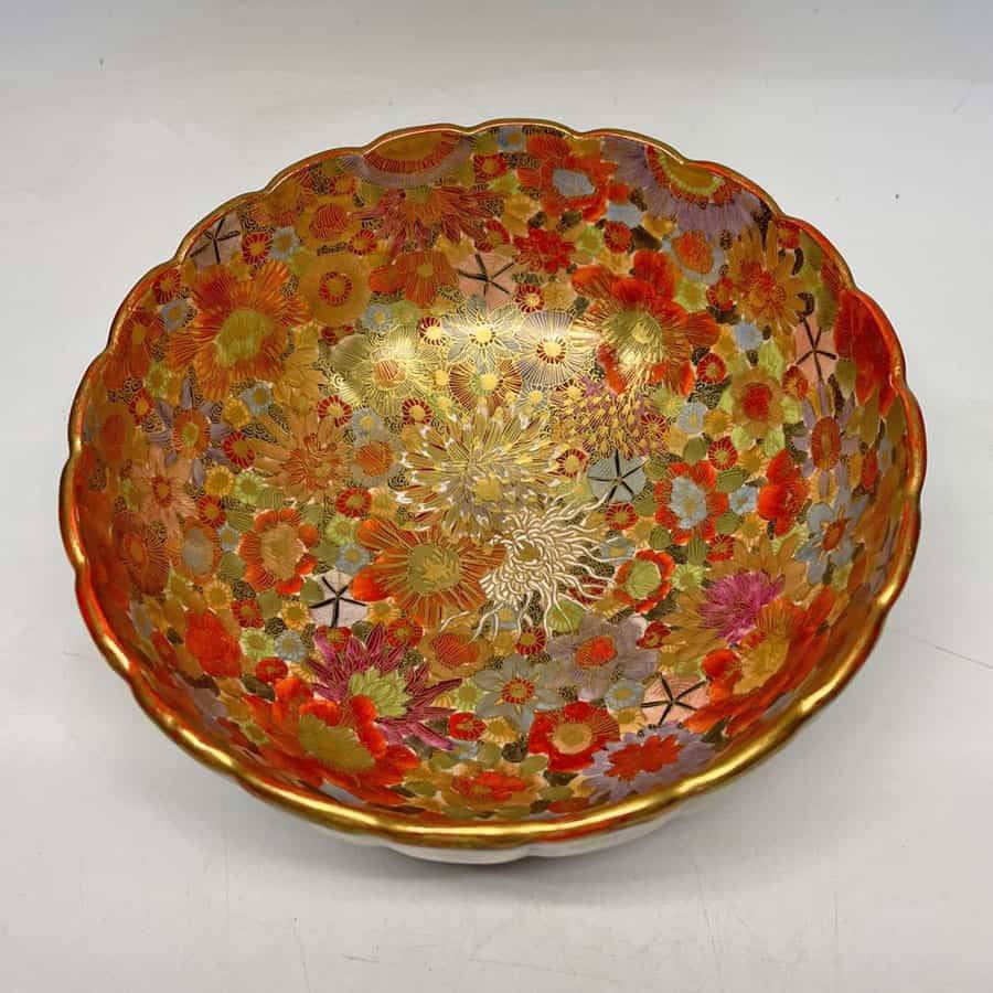 Japanese Satsuma Thousand Flower  Bowl 19thC