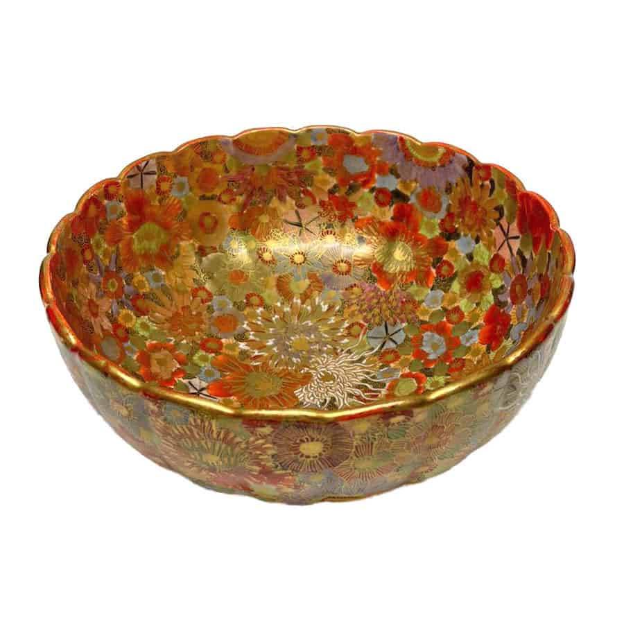 Japanese Satsuma Thousand Flower  Bowl 19thC