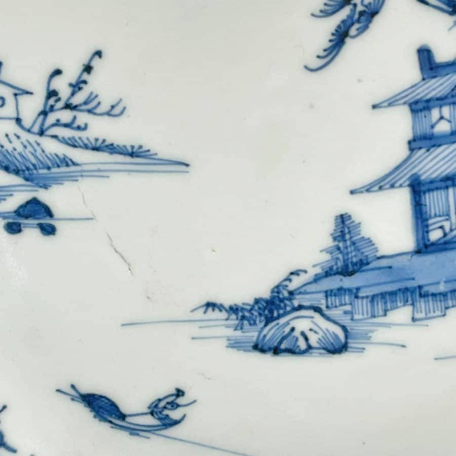 Chinese 18th Century Qianlong Willow Pattern Set Of 6 Plates 1775