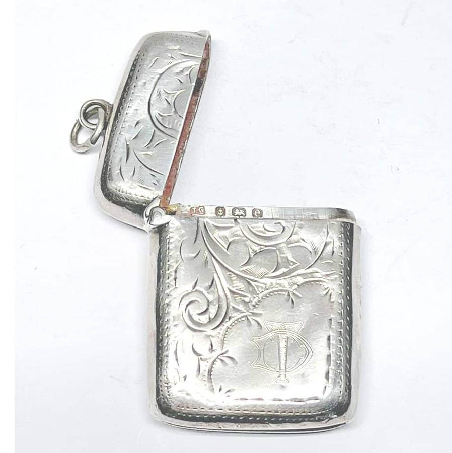 Hallmarked Silver Vesta Case Birmingham 1902