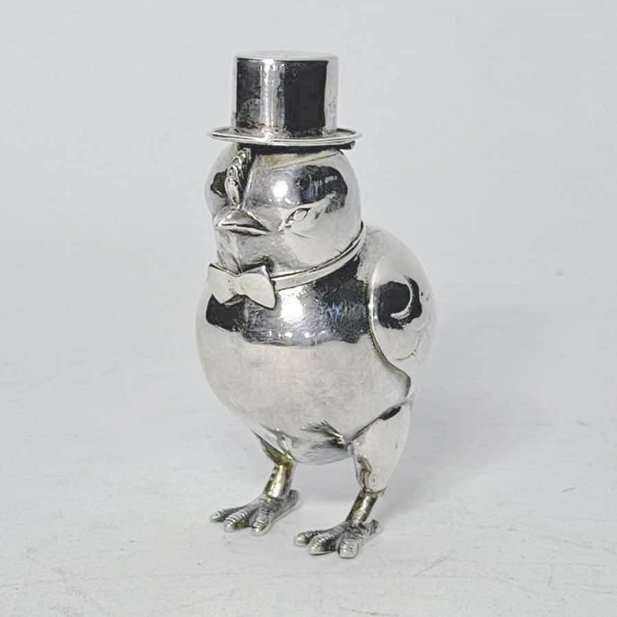 Portugeuse Silver Novelty Chicken Pepperrette C1897