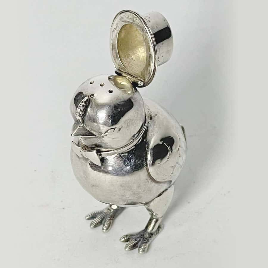 Portugeuse Silver Novelty Chicken Pepperrette C1897