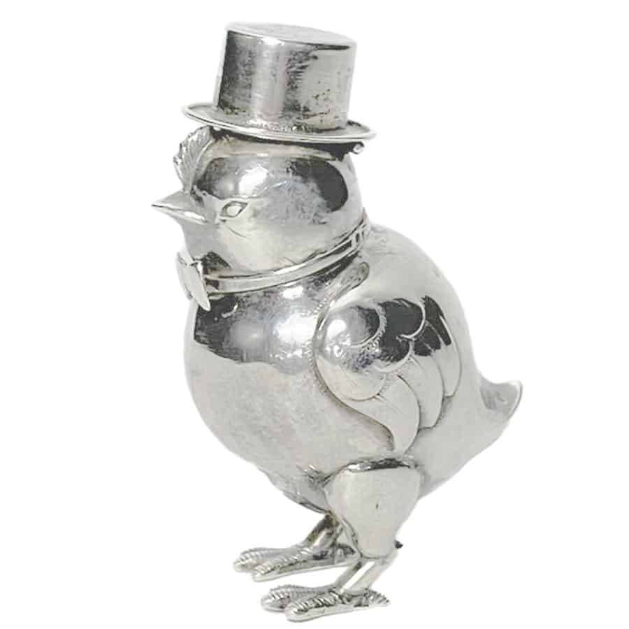 Portugeuse Silver Novelty Chicken Pepperrette C1897