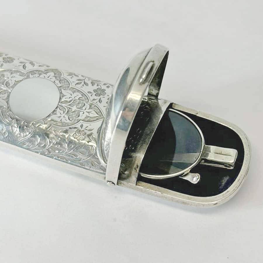 Hallmarked Silver Etui With Silver Reading Glasses London 1888