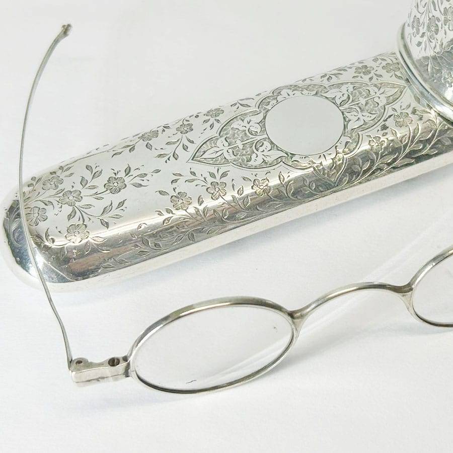 Hallmarked Silver Etui With Silver Reading Glasses London 1888