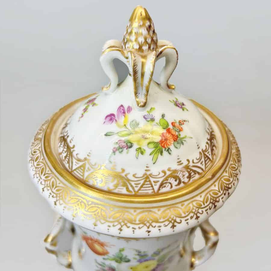 Dresden Hand Painted Covered Urn C1883