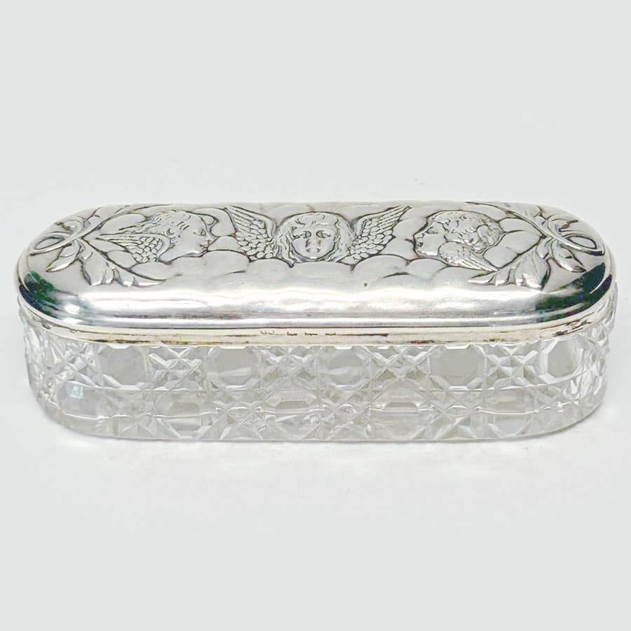 Hallmarked Silver Reynolds Angels Trinket Box Birmingham 1913