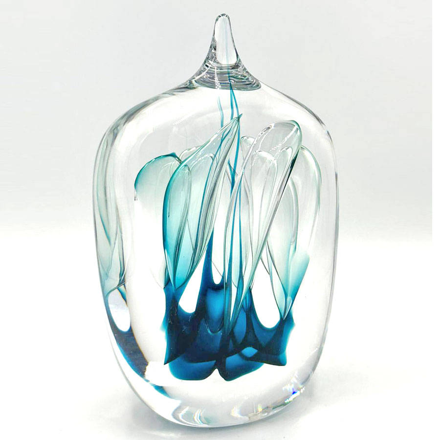 Teardrop Shaped Art Glass Sculpture Studio Ahus Dreutler 1989